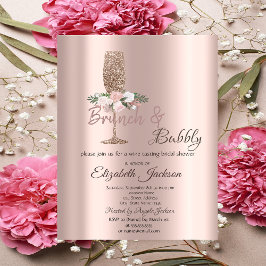 Brunch & Bubbly Blommor Dricks Bröllopsdusch Inbjudningar