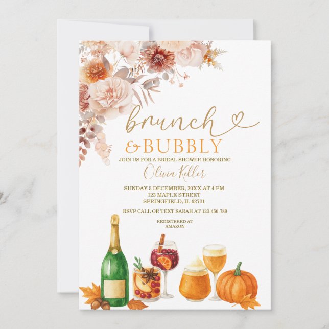 Brunch & Bubbly Bränd Orange Bröllopsfest Inbjudningar (Framsida)