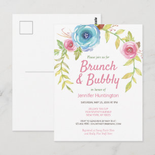 Brunch & Bubbly Bröllopsdusch Blommig Inbjudan