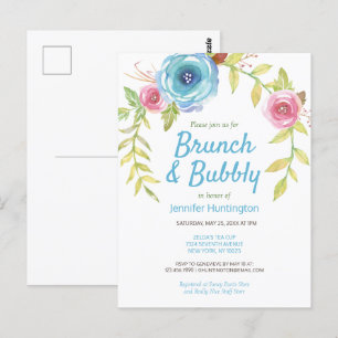 Brunch & Bubbly Bröllopsdusch Blommig Inbjudan