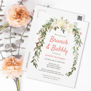 Brunch & Bubbly Bröllopsdusch Boho-inbjudan Vykort