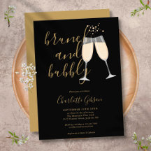 Brunch Bubbly Bröllopsdusch Svart Och Guld