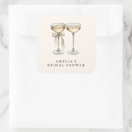 Brunch & Bubbly Champagne Bröllopsdusch Fyrkantigt Klistermärke