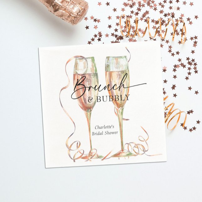 Brunch & Bubbly Champagne Bröllopsdusch Pappersservett (Skapare uppladdad)