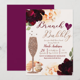 Brunch & Bubbly Champagne Rose Gold Bröllopsdusch Inbjudningar