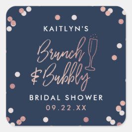 Brunch & Bubbly Confetti Bröllopsdusch Fyrkantigt Klistermärke