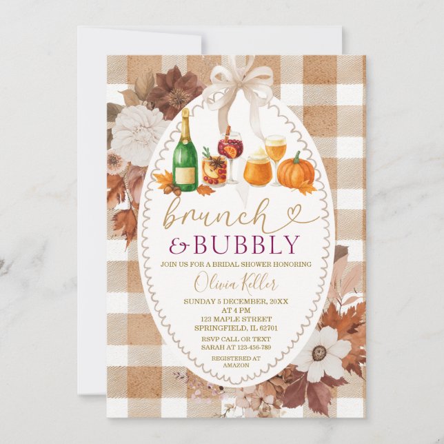 Brunch & Bubbly Höst Cocktail Bröllopsdusch Inbjudningar (Framsida)