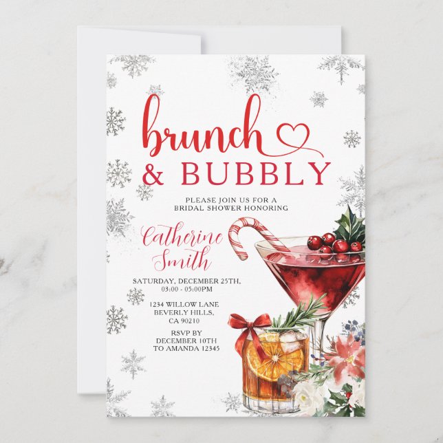Brunch Bubbly Julmiddag Bröllopsfest  Inbjudningar (Framsida)