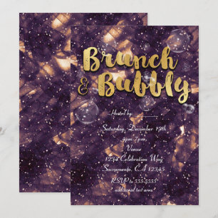 Brunch & Bubbly Lila Guld Glam Chic Inbjudningar