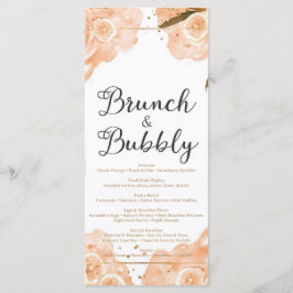Brunch & Bubbly Menu Card – Peach Watercolor Meny