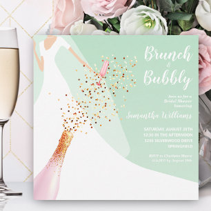Brunch Bubbly Mint Bröllopsfest Inbjudningar