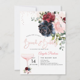 Brunch Bubbly Navy Burgundy Blush H2 blommor Inbjudningar