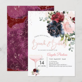 Brunch Bubbly Navy Burgundy Blush H2 blommor Inbjudningar