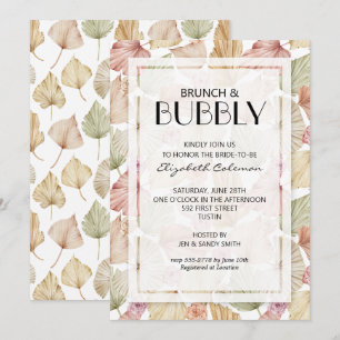 Brunch Bubbly Torkade blad Bröllopsfest Inbjudningar