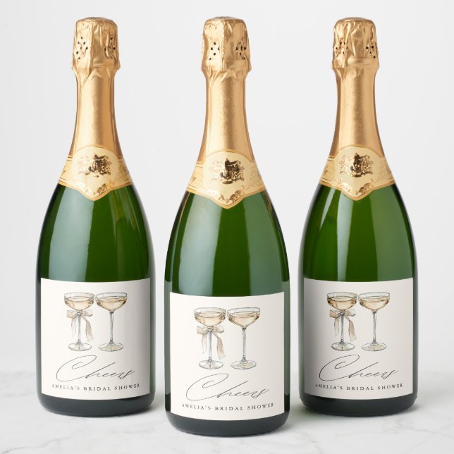 Brunch & Bubbly Watercolor Champagne Bröllopsdusch (Flaskor)