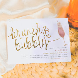 Brunch & Bubbly Watercolor Champagne Bröllopsdusch Inbjudningar