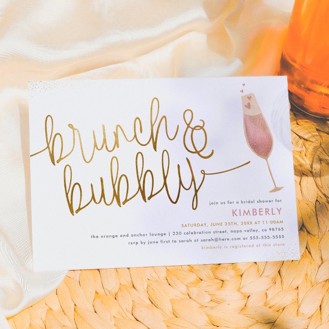 Brunch & Bubbly Watercolor Champagne Bröllopsdusch Inbjudningar (Skapare uppladdad)