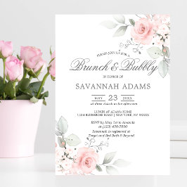 BRUNCH & BUBBLY Watercolor Rosa ros Möhippa budget Inbjudningar