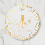 Brunch & Bubly Bachelorette Förlovning Brunch Fav<br><div class="desc">Fira en födelsedag,  förlovning eller dusch med eleganten "Brunch och Bubly"-parti gynnar märkre! Med riktig guld-folie konetti och skript och ett guld-folie-champagneglas.</div>