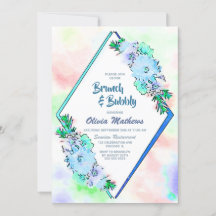 Brunch & Bubly Blue Watercolor Blommigt