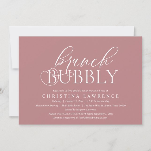 Brunch Bubly, Bride to be, Möhippa Invati Inbjudningar (Framsida)