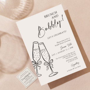 Brunch & BubLY Champagne Black Bow Möhippa Inbjudningar
