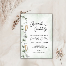 Brunch BubLY Champagne Greenery Baby Shower Inbjudningar
