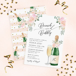 Brunch & BubLY Champagne Inbjudningskort för möhip