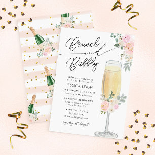 Brunch & BubLY Champagne Inbjudningskort för möhip