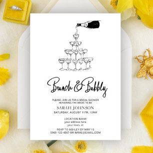 Brunch & BubLY Champagne Typography Möhippa Inbjudningar