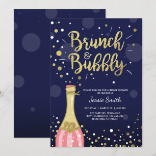 Brunch & Bubly Inbjudningskort för möhippan Guld