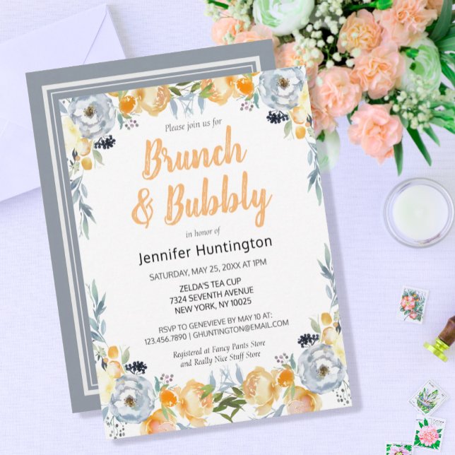Brunch & Bubly Möhippa Blommigt Boho Inbjudningar (Skapare uppladdad)