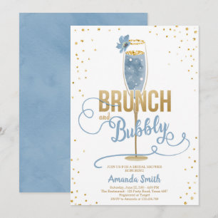 Brunch & Bubly Möhippa Blue Guld Champagne Inbjudningar