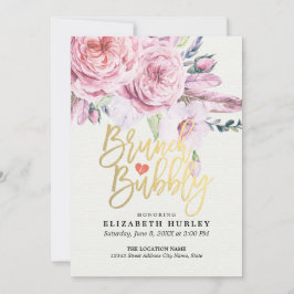 Brunch & Bubly Möhippa Boho Blommigt Feather Inbjudningar