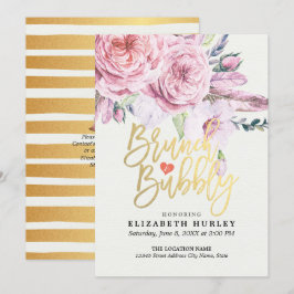 Brunch & Bubly Möhippa Boho Blommigt Feather Inbjudningar