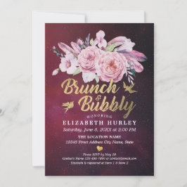 Brunch & Bubly Möhippa Boho Blommigt Feather Inbjudningar