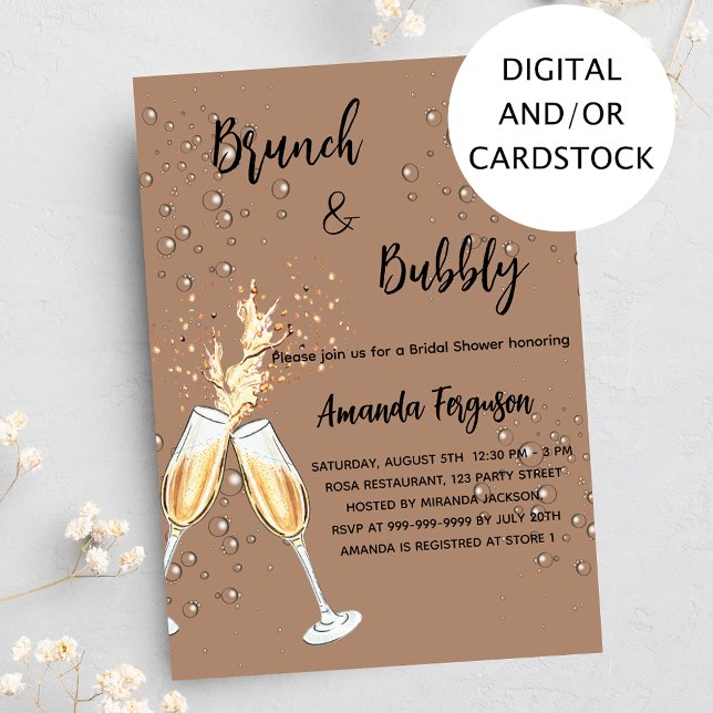 Brunch Bubly Möhippa bubblar i dammig jord Inbjudningar (Skapare uppladdad)