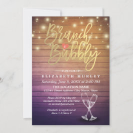 Brunch & Bubly Möhippa Champagne Glass Wood Inbjudningar