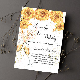 Brunch Bubly Möhippa guld bubbles elegant Inbjudan Vykort