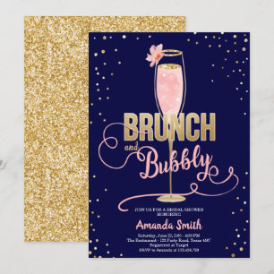 Brunch & Bubly Möhippa Guld Champagne Inbjudningar