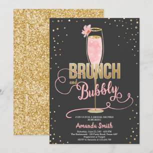 Brunch & Bubly Möhippa Guld Champagne Inbjudningar