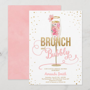 Brunch & Bubly Möhippa Guld Champagne Inbjudningar