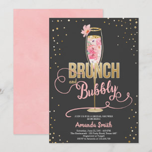 Brunch & Bubly Möhippa Guld Champagne Inbjudningar