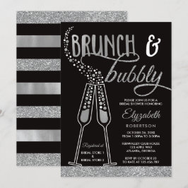 Brunch & Bubly Möhippa Inbjudan, Faux Silver Inbjudningar