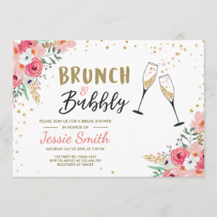 Brunch & Bubly Möhippa Rosa Guld Champagne Inbjudningar