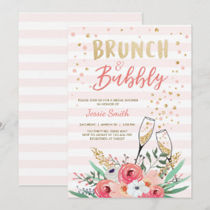 Brunch & Bubly Möhippa Rosa Guld Champagne Inbjudningar