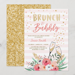 Brunch & Bubly Möhippa Rosa Guld Champagne Inbjudningar