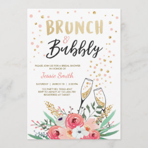 Brunch & Bubly Möhippa Rosa Guld Champagne Inbjudningar