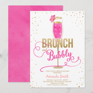 Brunch & Bubly Möhippa Shock rosa Champagne Inbjudningar