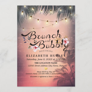 Brunch & Bubly Möhippa Summer Beach Handflatan Inbjudningar